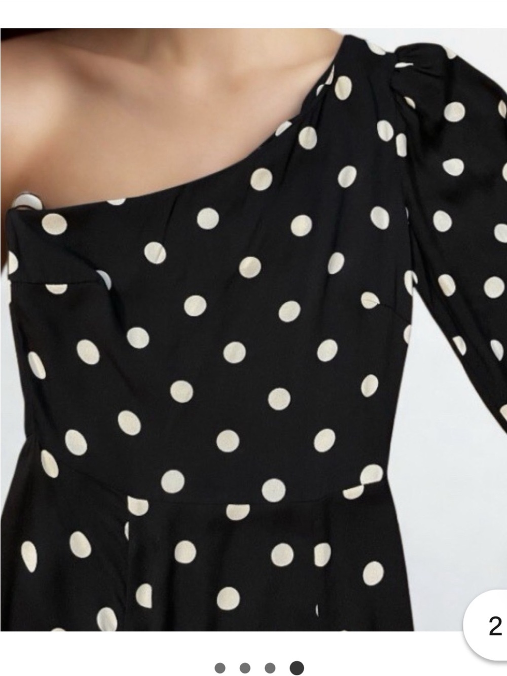 Reformation Black and White Polka Dot One-Shoulder Midi Dress - Picture 6 of 6